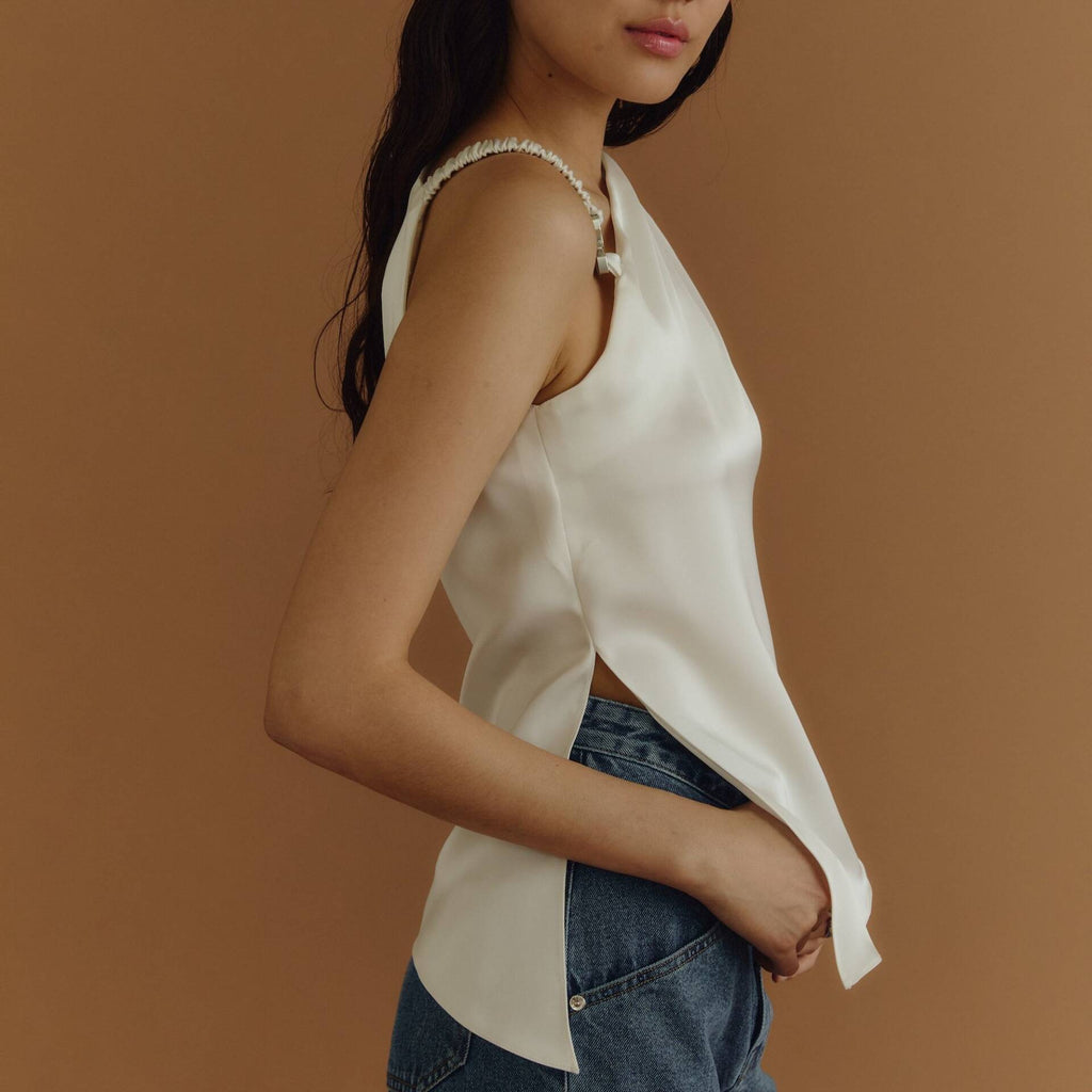ONE-SHOULDER BUCKLE PF25 Satin