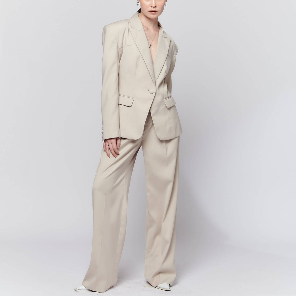 PANTS FW23 Pleated High Waist Work Pants Ivory