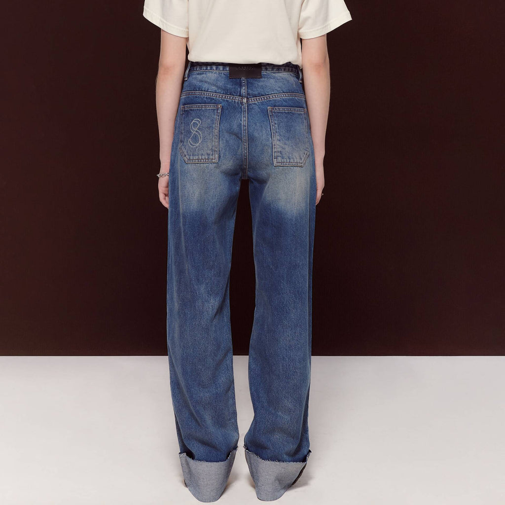 JEANS CUFF Mid-Rise Waist Indigo