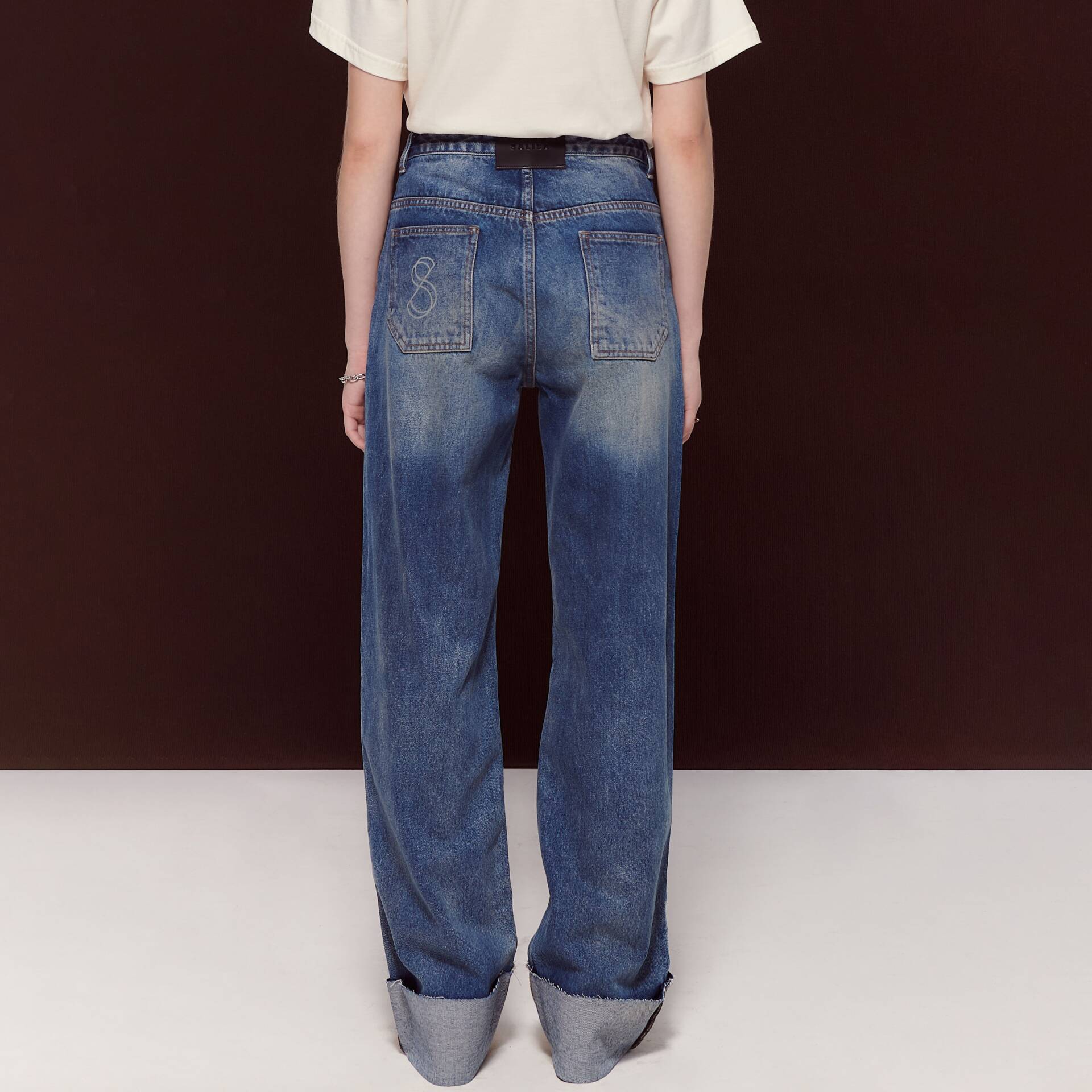 JEANS CUFF Mid-Rise Waist Indigo