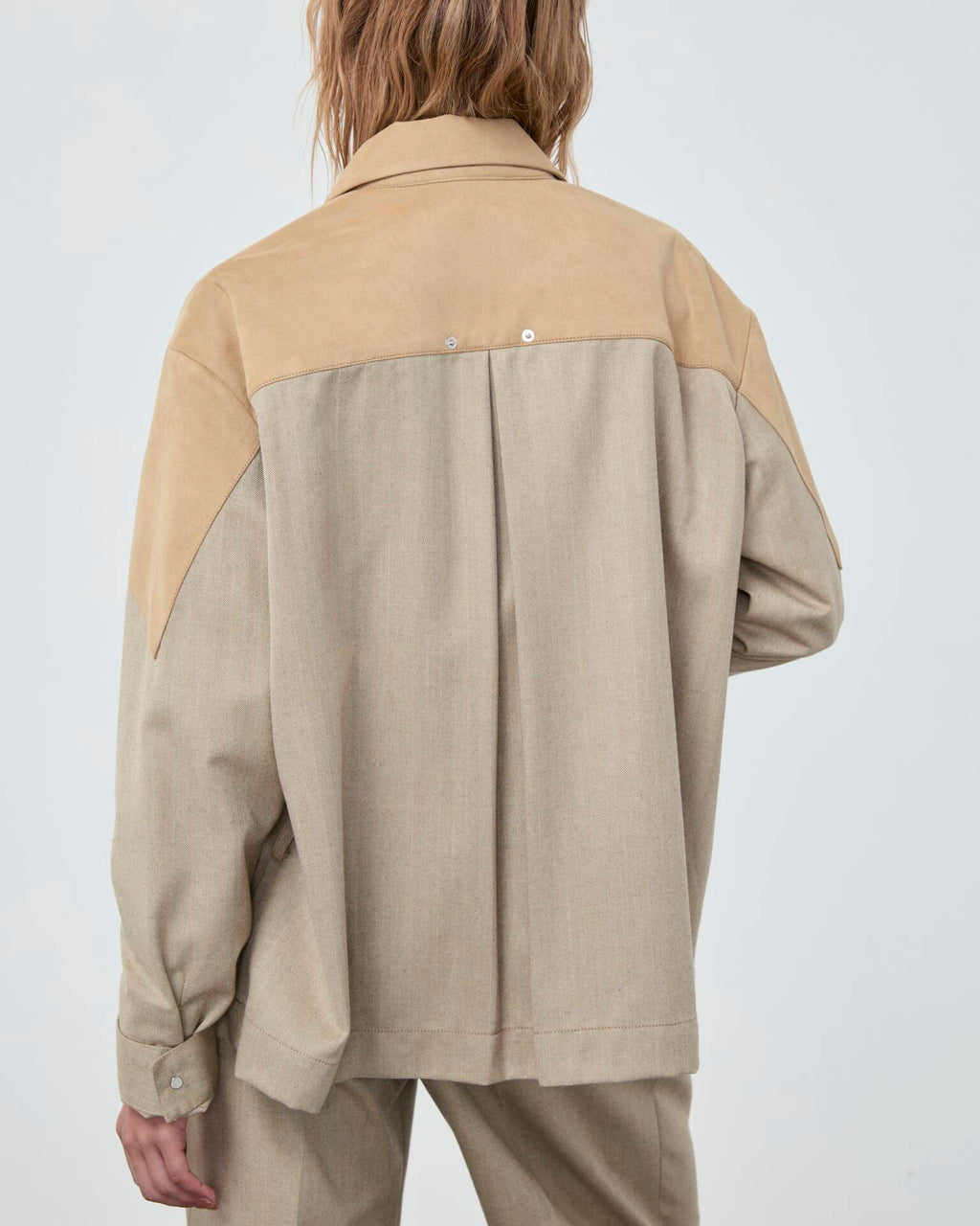 TRENCH JACKET FW25 Herringbone/Suede Beige