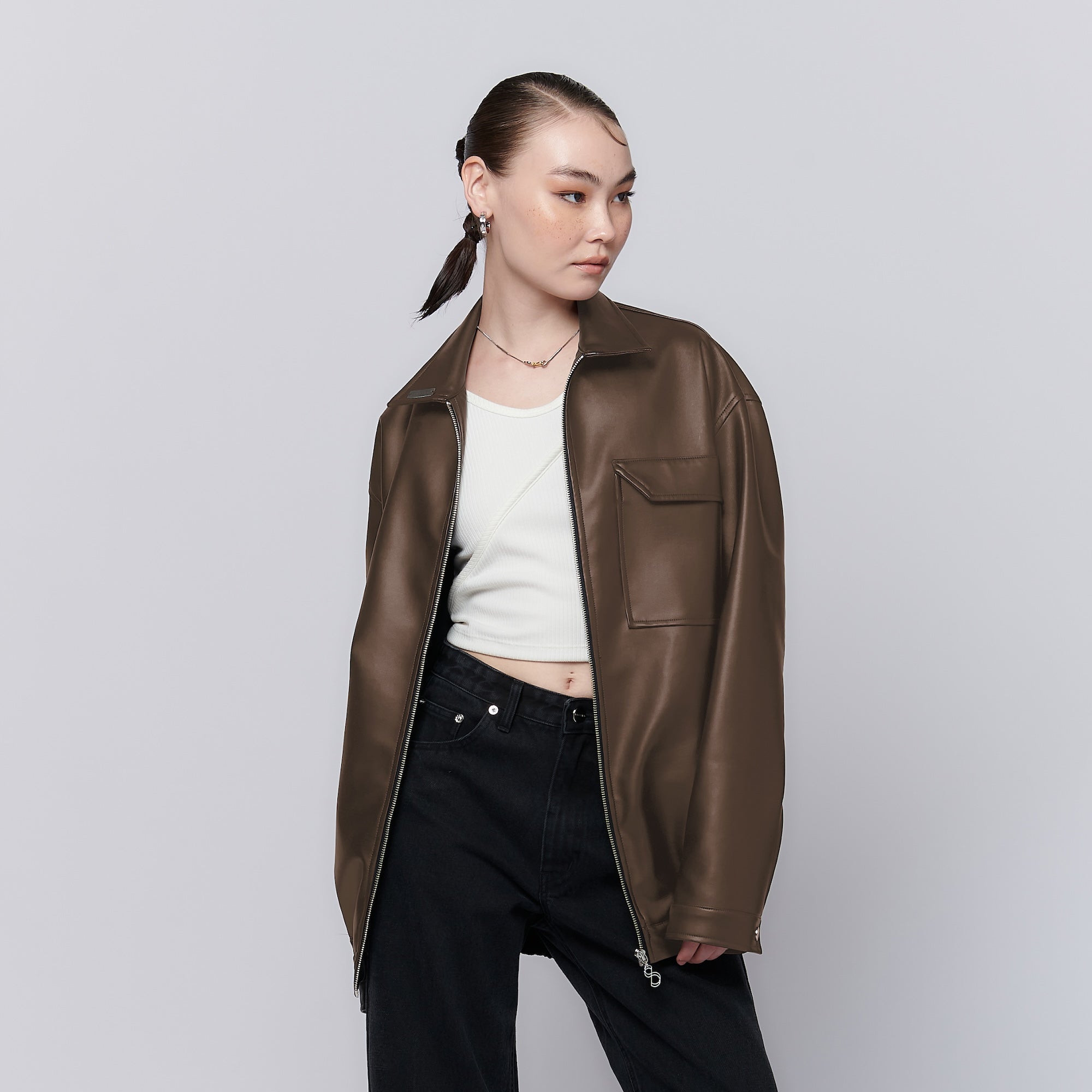 OVERSIZED BOMBER JACKET Vegan Leather