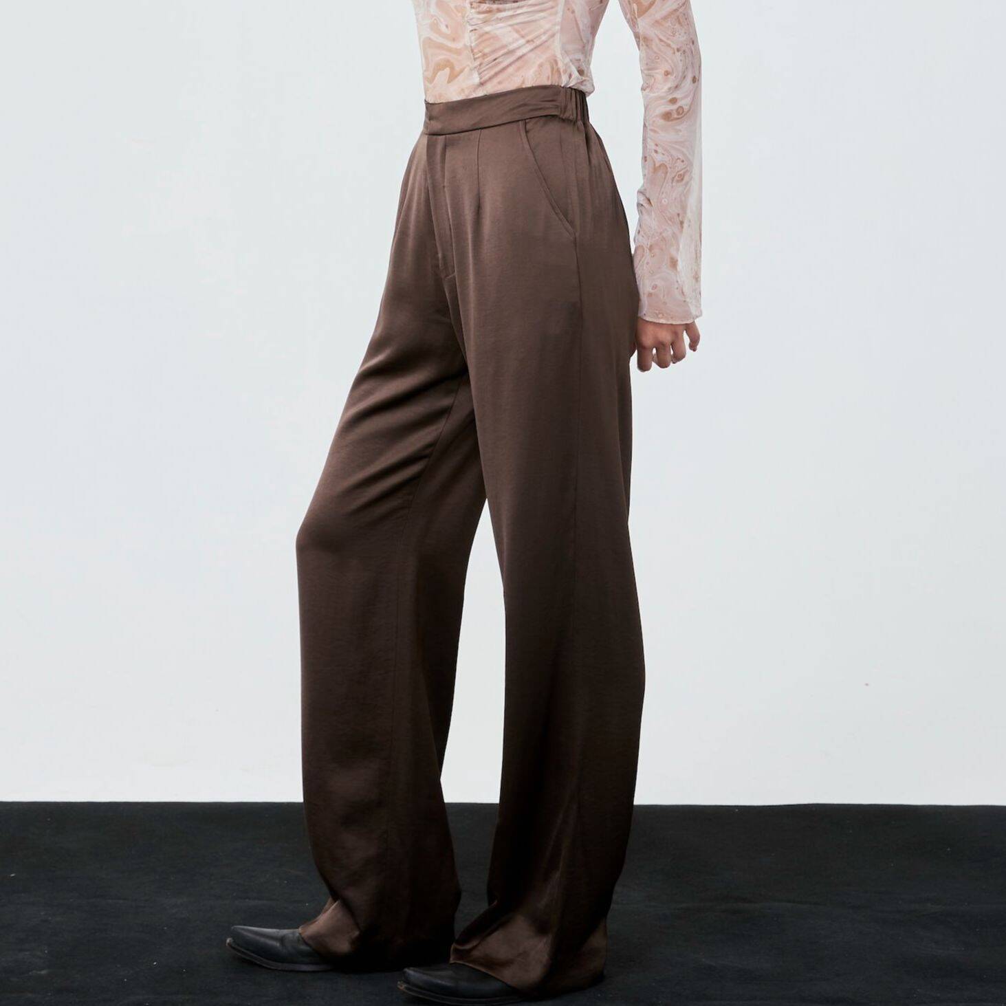 SATIN PANTS FW25 Brown