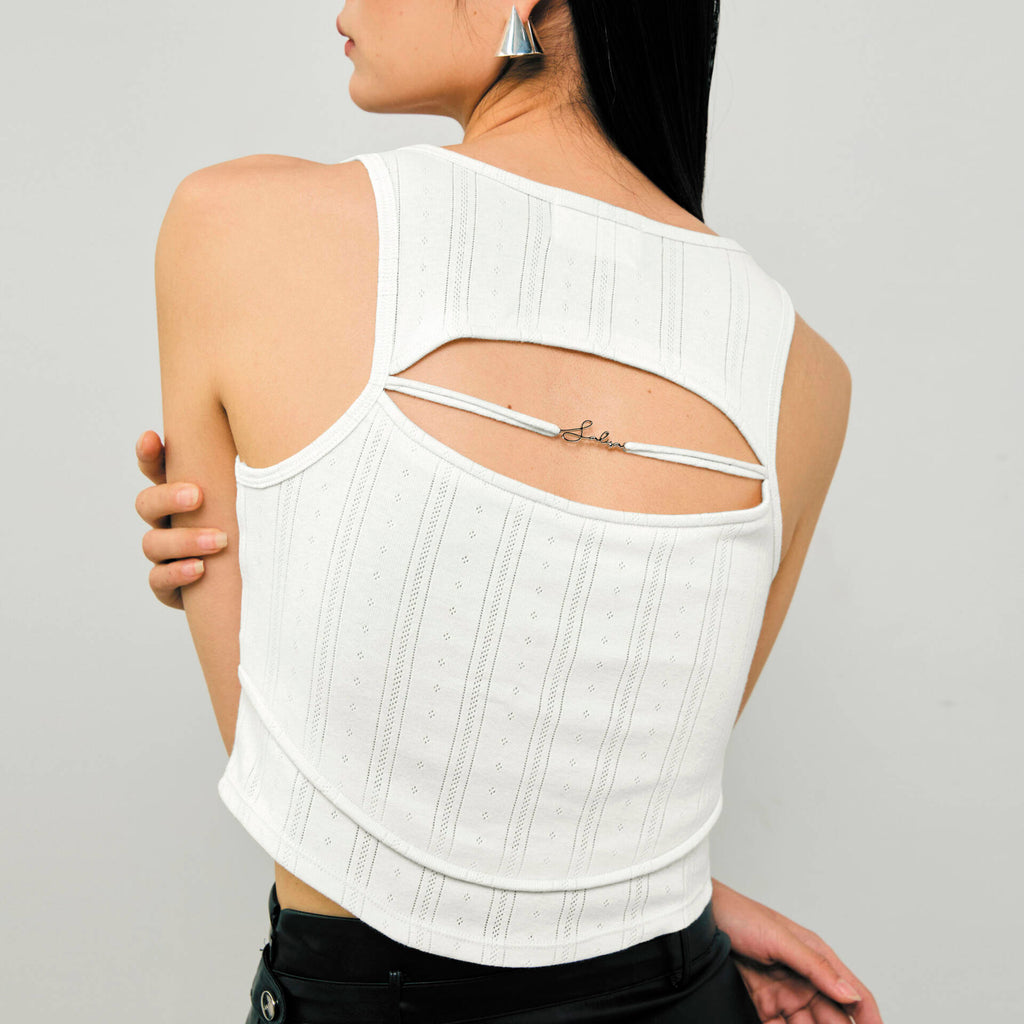 CORSET STRING TANK FW24 White