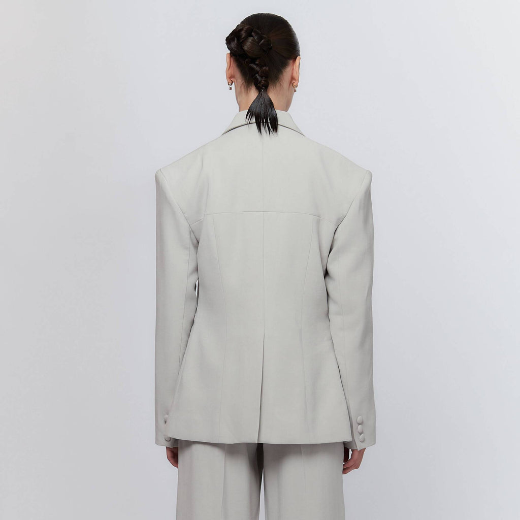 BLAZER FW23 Overstated Shoulders, Body Slim-Fit Light Grey