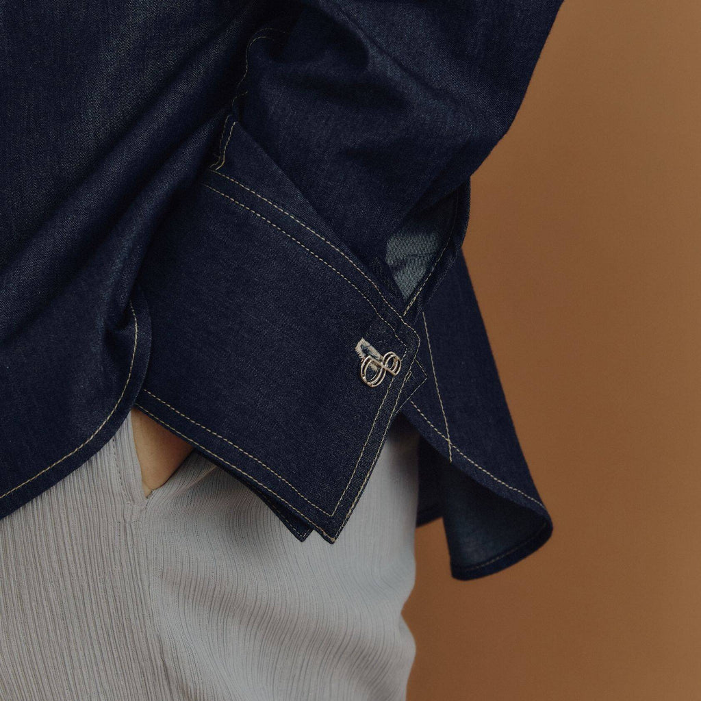 Oversized SHIRT BUTTON Lightweight Denim Cotton (Back Adjustable Button)