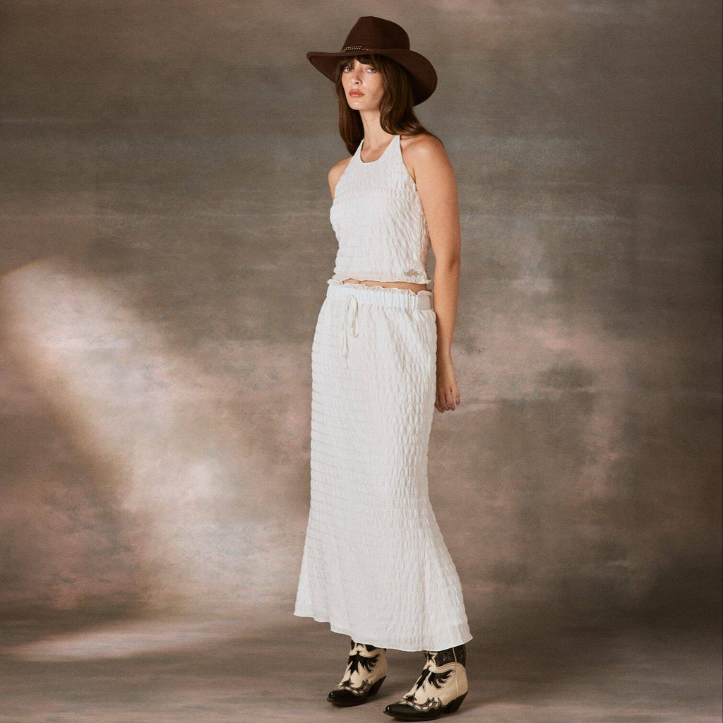 TEA SKIRT PF24 Soft Ruffle Mid-Rise