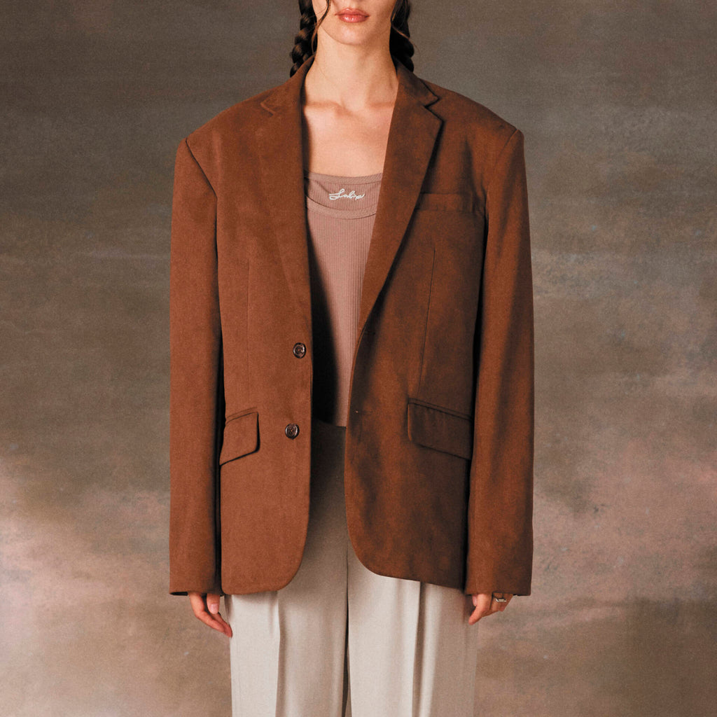 Men's SUIT BLAZER Vegan Suede Brown