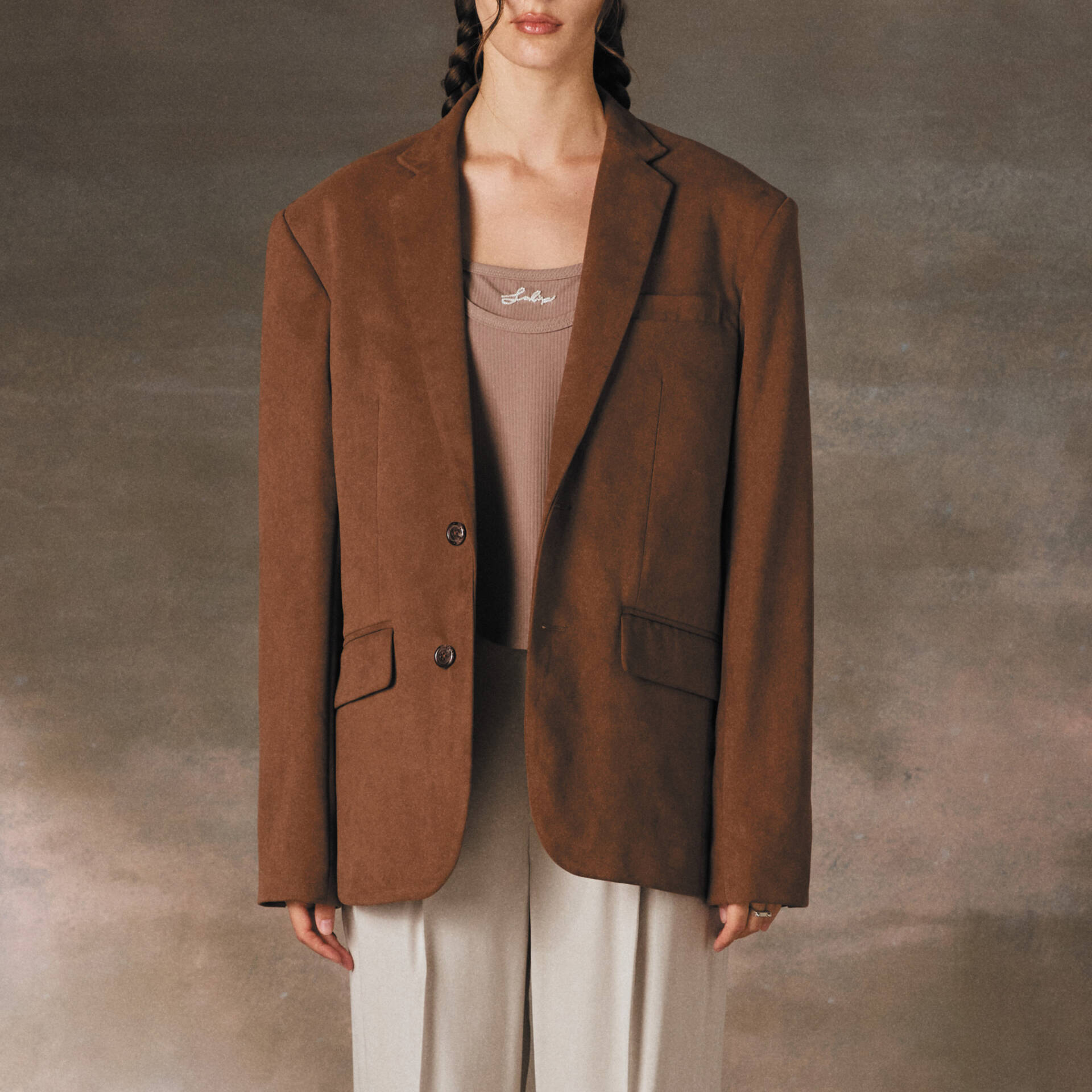 Men's SUIT BLAZER Vegan Suede Brown