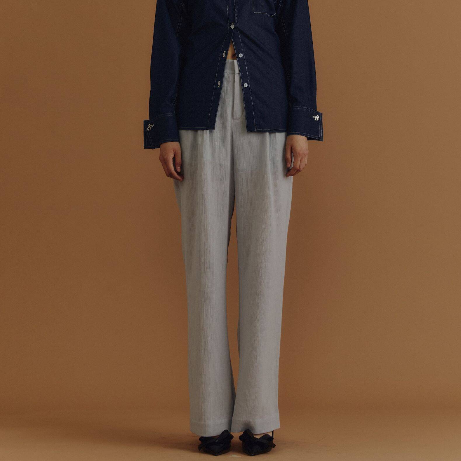 PLEATED PANTS PF25 (Back Elastic Waistband)