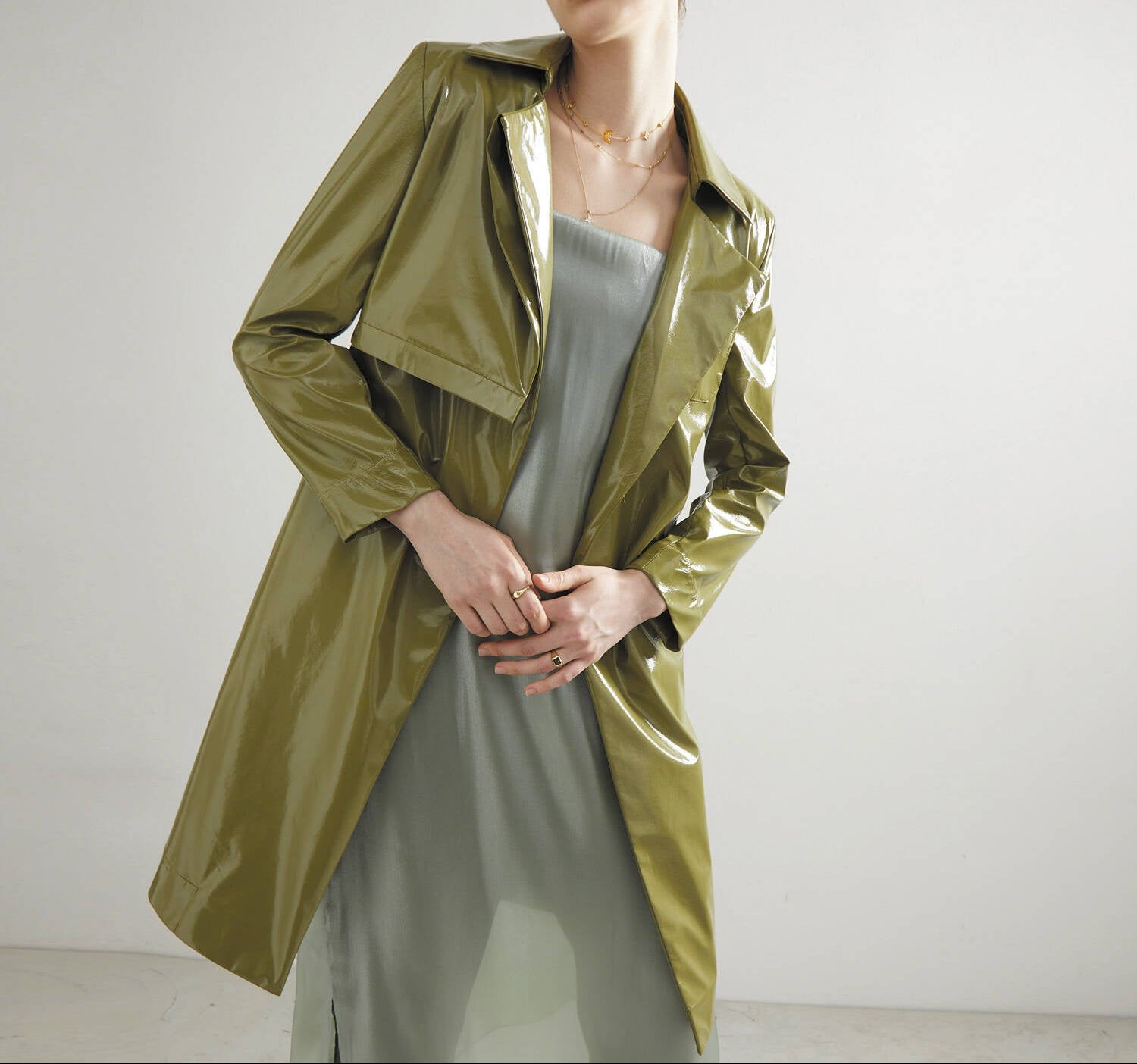 TRENCH COAT PF23 Matcha Vegan Leather