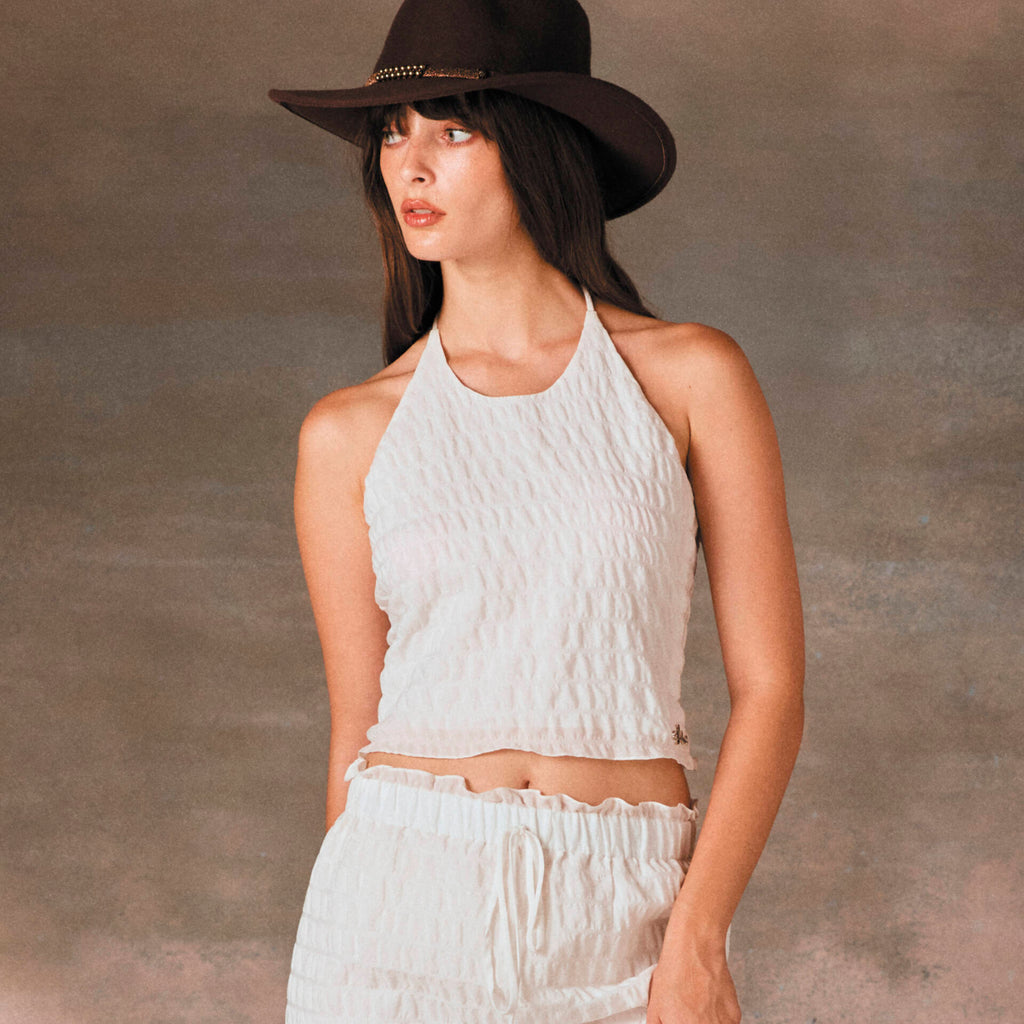HALTER PF24 Top White Soft Ruffle White