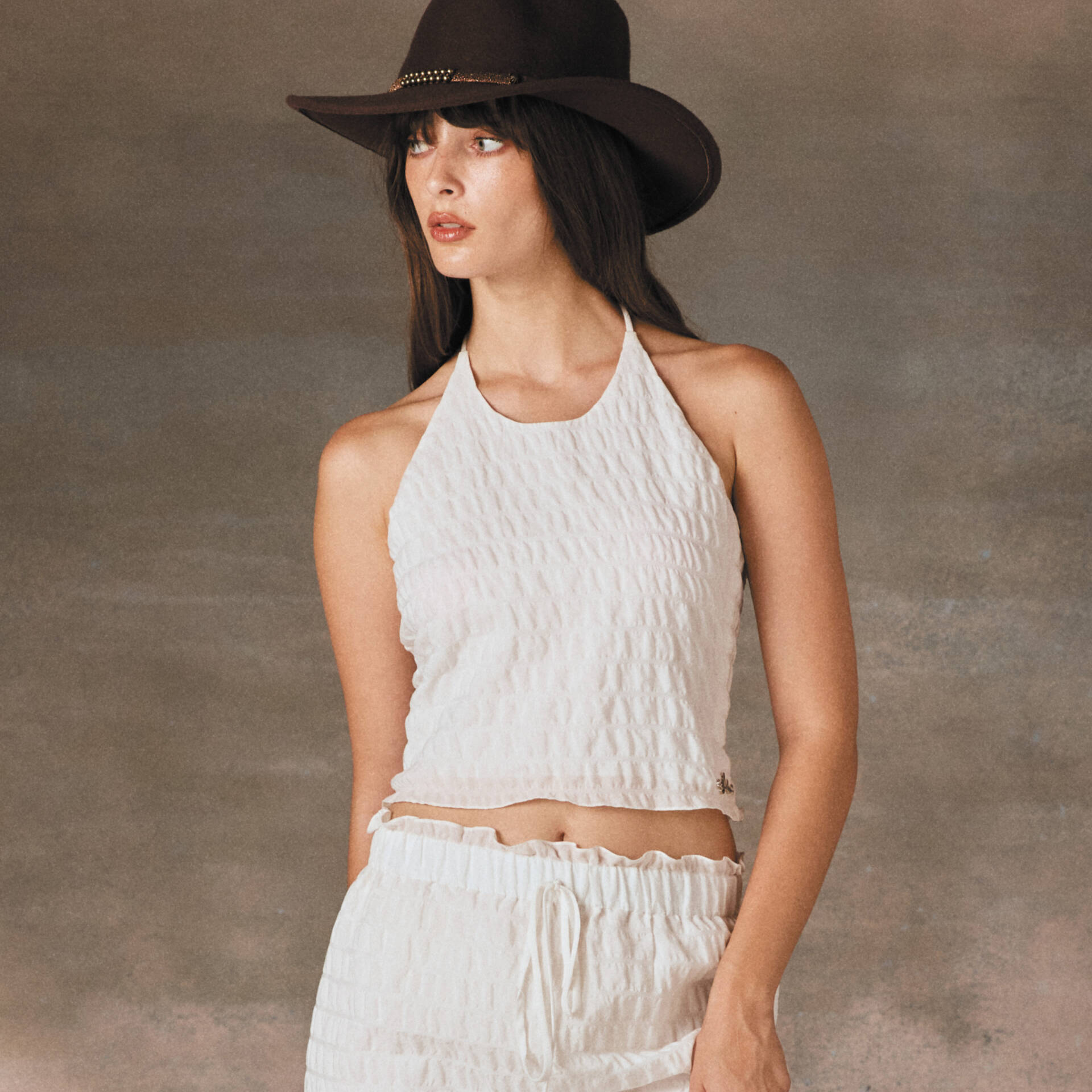 HALTER PF24 Top White Soft Ruffle White