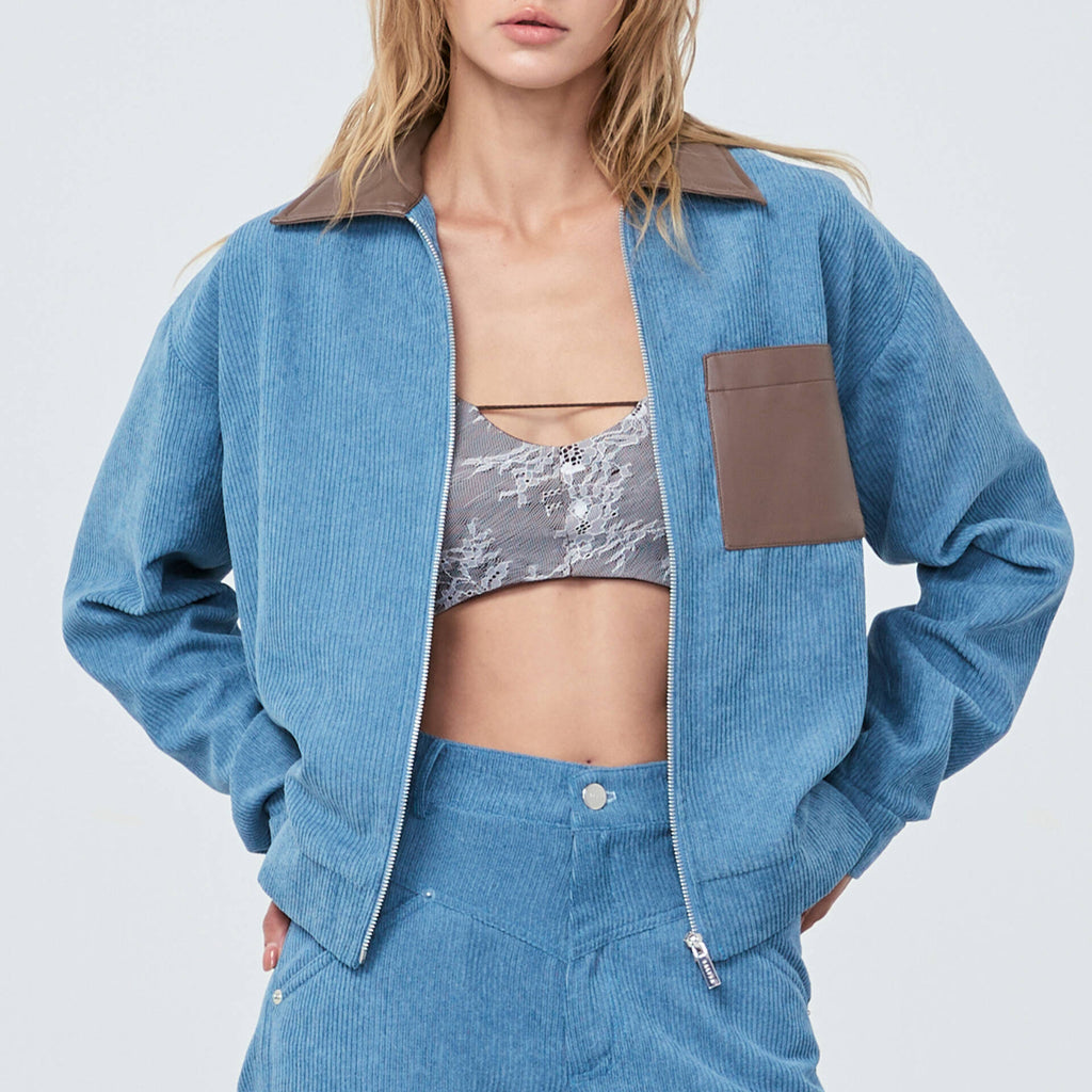 JACKET FW25 Corduroy Ocean Cropped