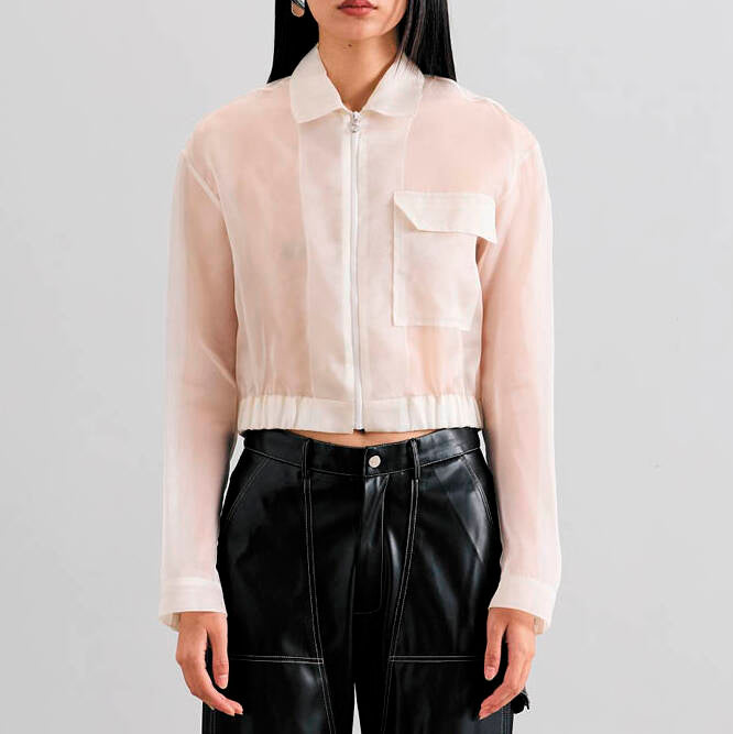 SILK BOMBER JACKET Cropped