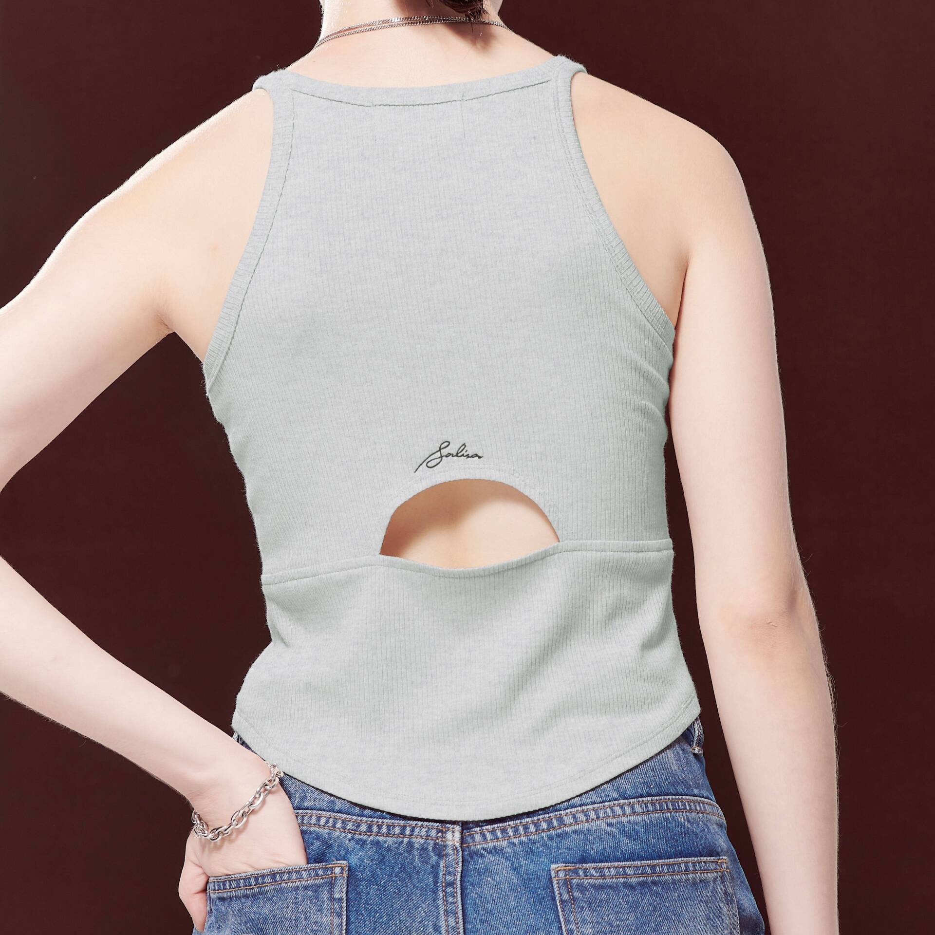 TANK Curve Crop Top Grey