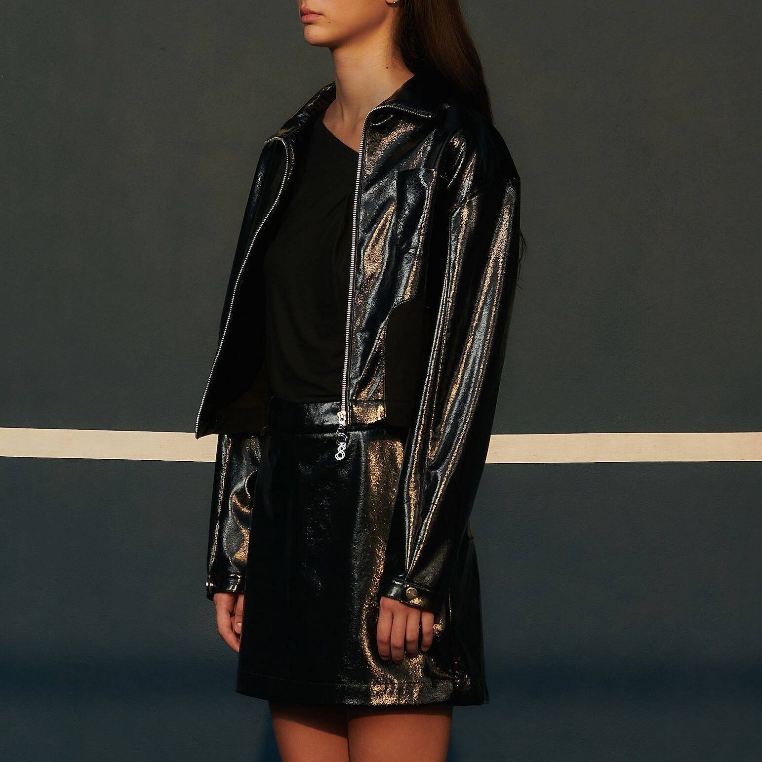 SKORT Patent Vegan Leather Mid-Rise