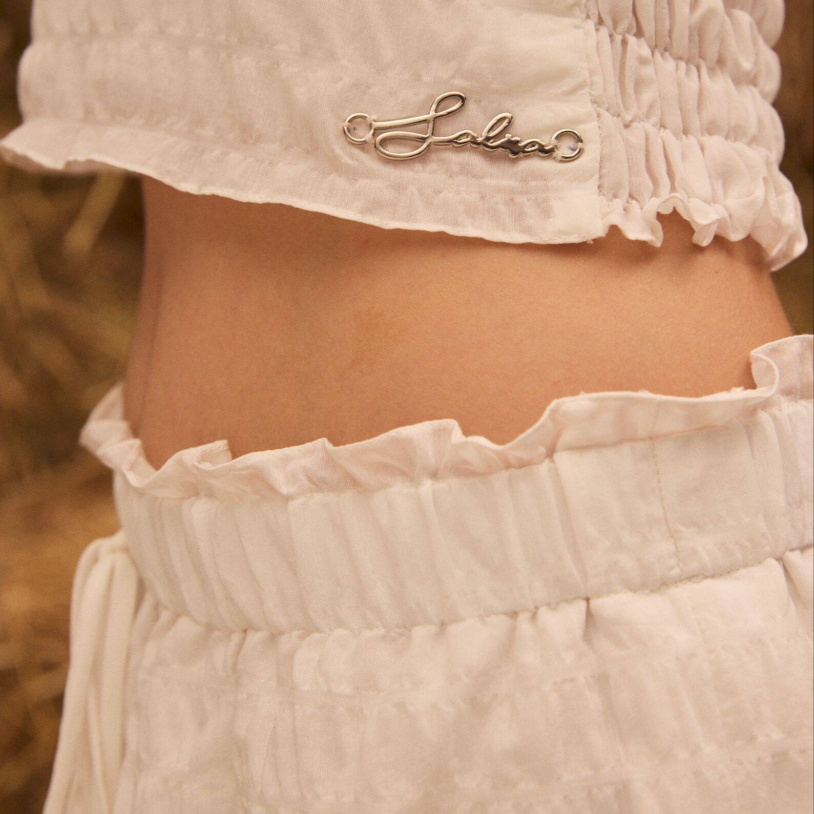TEA SKIRT PF24 Soft Ruffle Mid-Rise