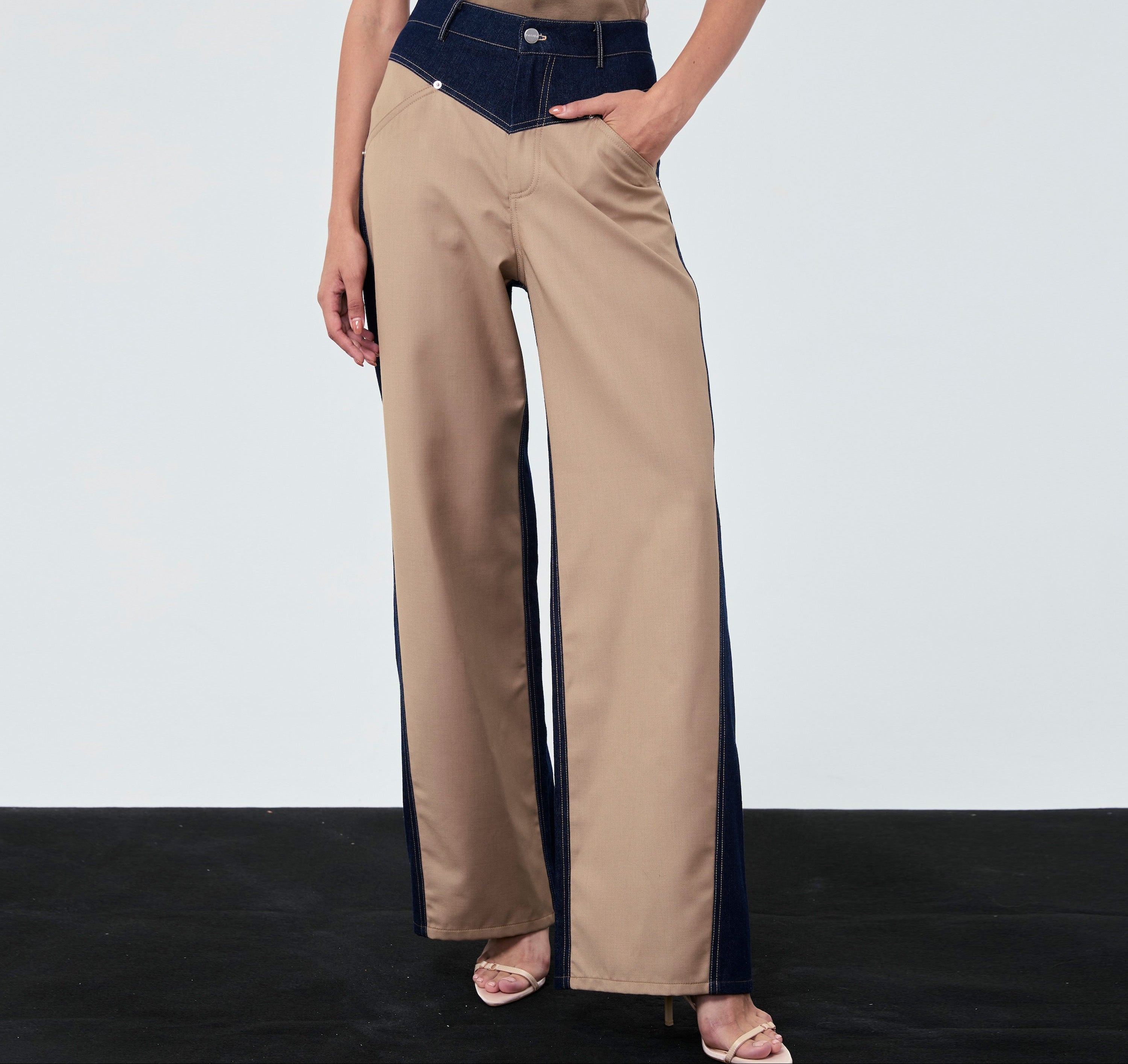 YOKE PANTS Denim/Wool (Mid-High Rise)