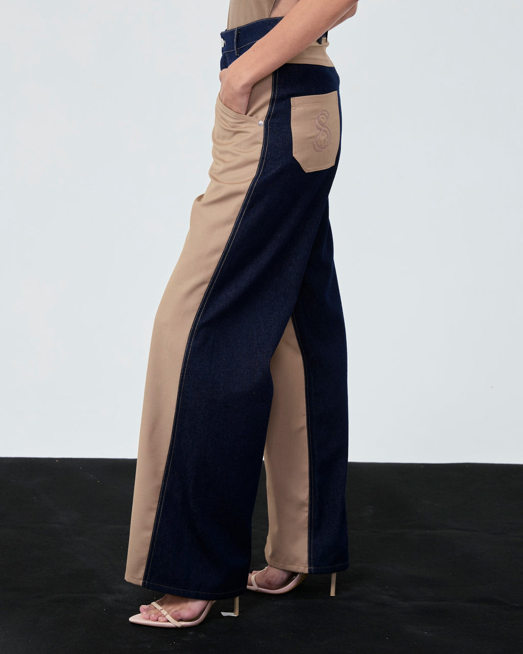 YOKE PANTS Denim/Wool (Mid-High Rise)
