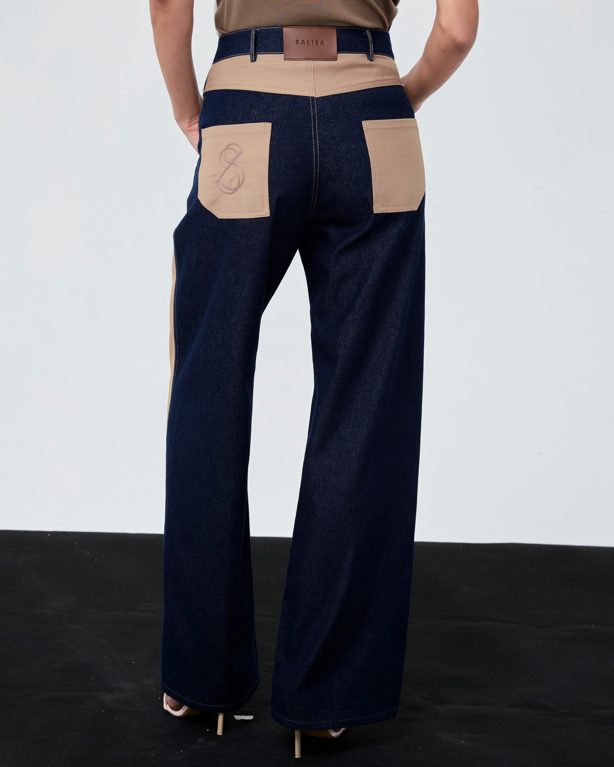 YOKE PANTS Denim/Wool (Mid-High Rise)
