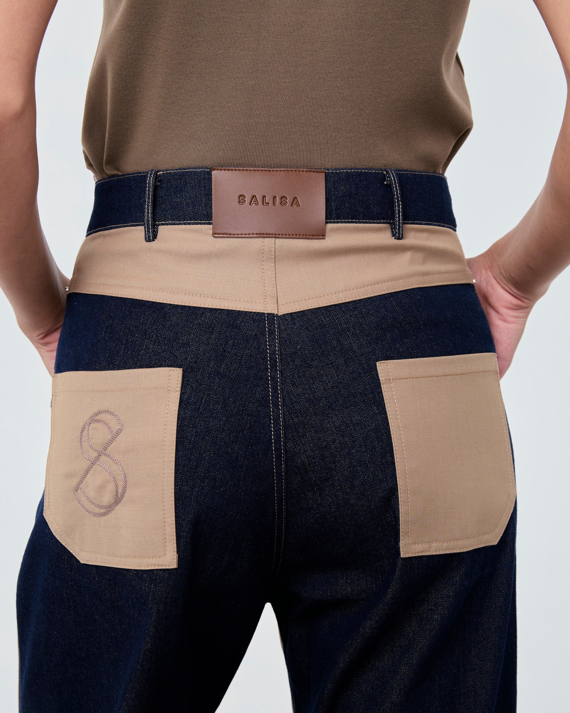 YOKE PANTS Denim/Wool (Mid-High Rise)