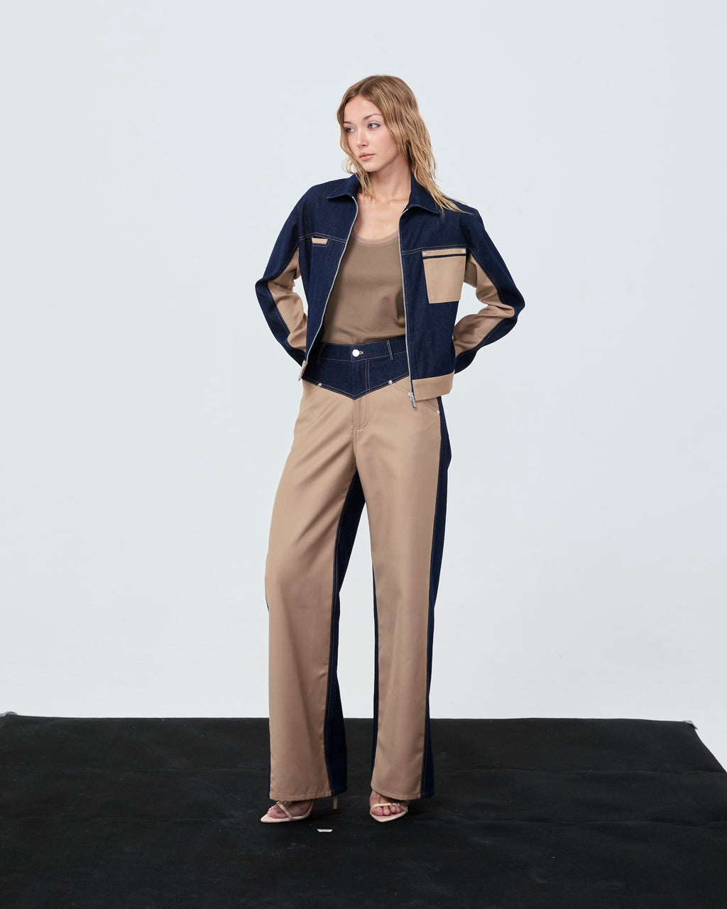 YOKE PANTS Denim/Wool (Mid-High Rise)