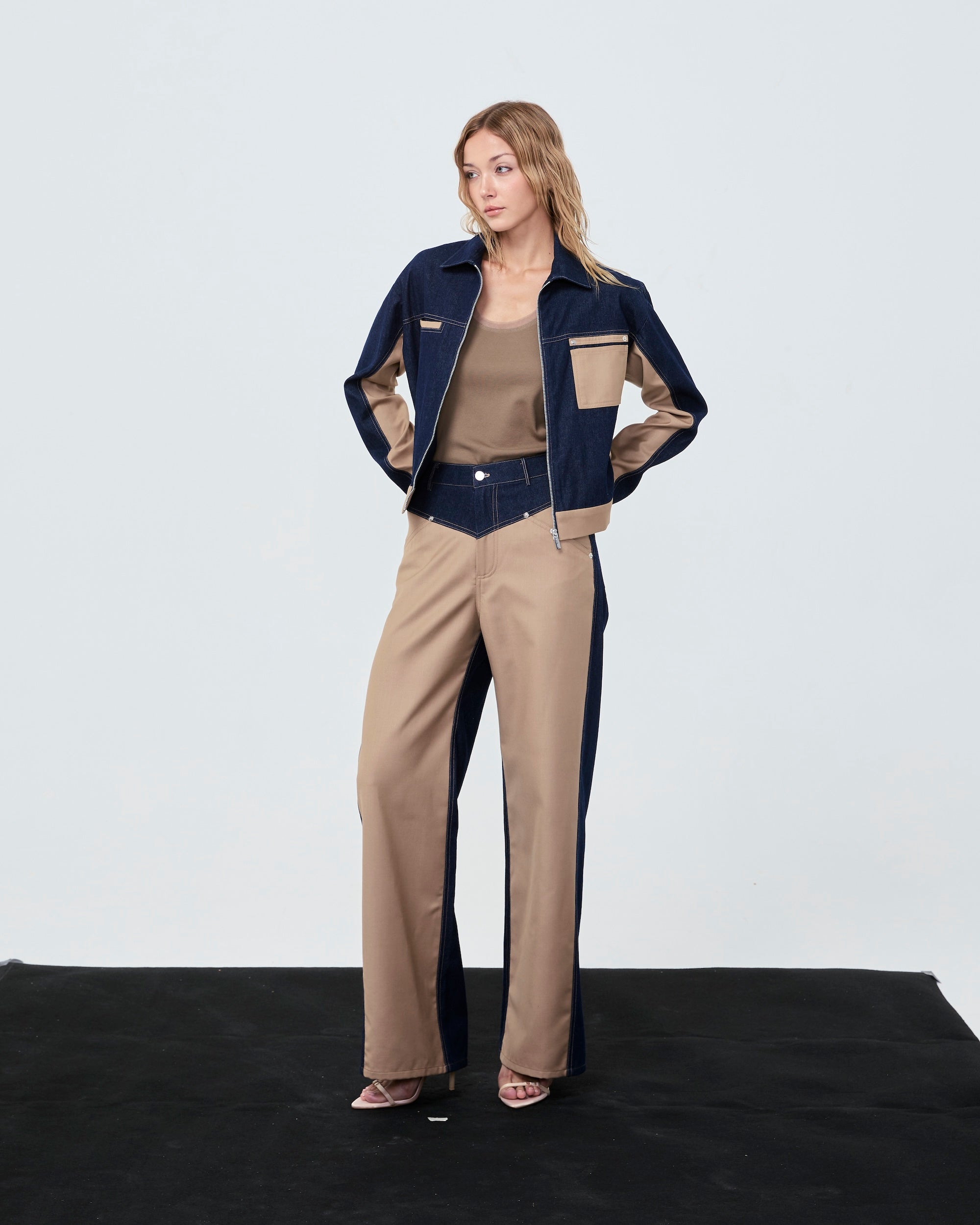 YOKE PANTS Denim/Wool (Mid-High Rise)