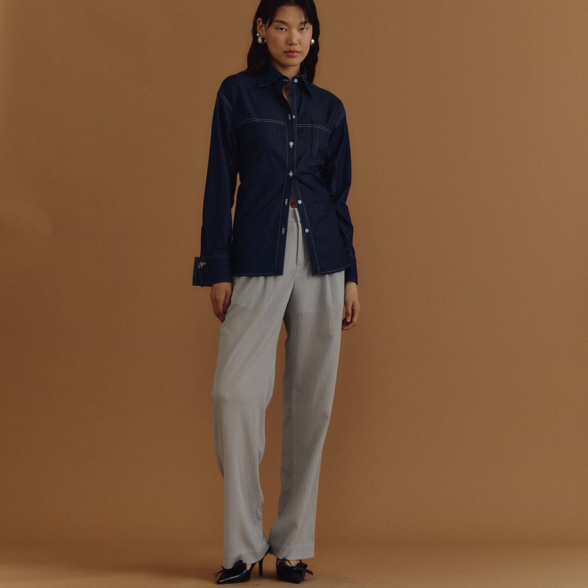 PLEATED PANTS PF25 (Back Elastic Waistband)