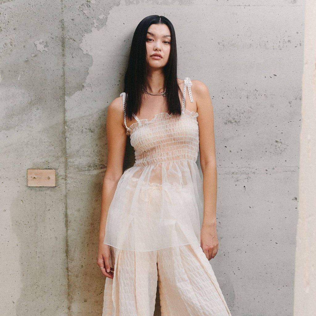 CAMISOLE RUCHED SILK Sheer SS25