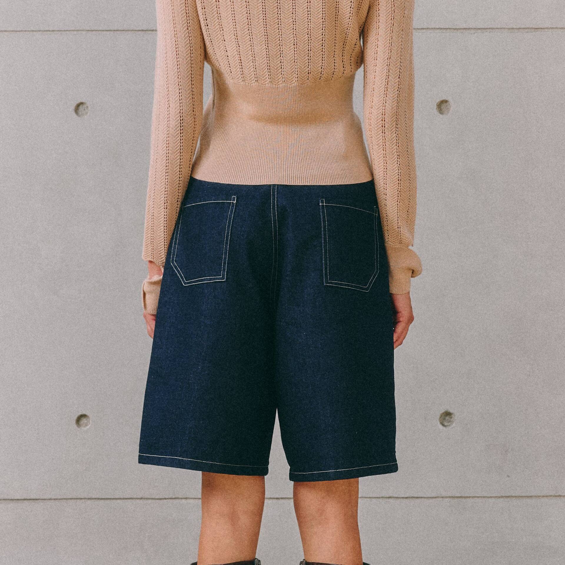 SHORTS V Bermuda Mid-Rise Dark Denim