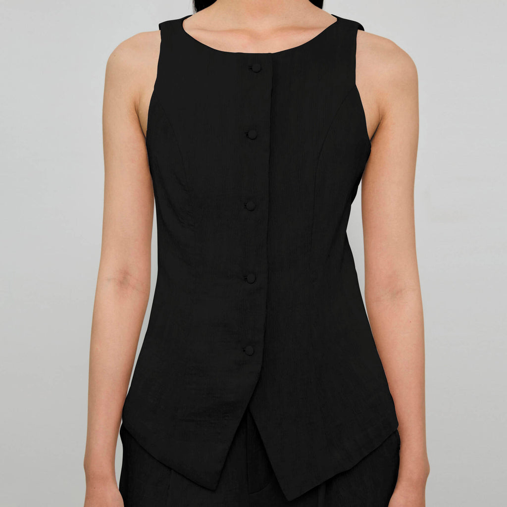 VEST FW24 Irregular Pleat Black