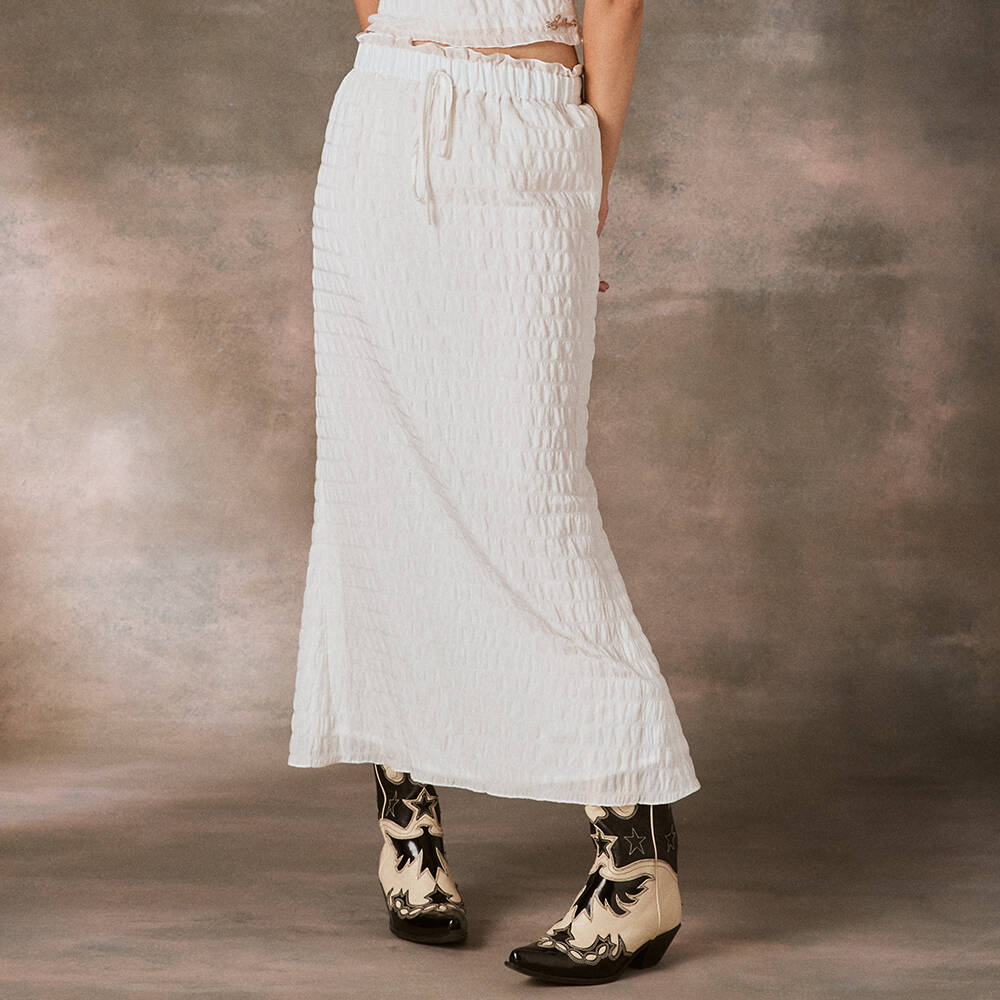 TEA SKIRT PF24 Soft Ruffle Mid-Rise