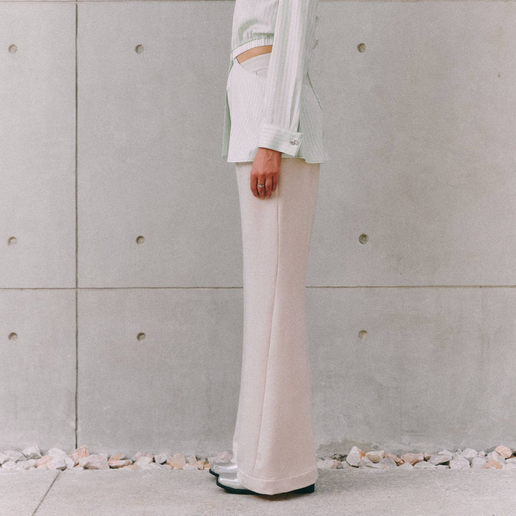 TWIST PANTS SS25 SOFT JERSEY High Waist Mushroom