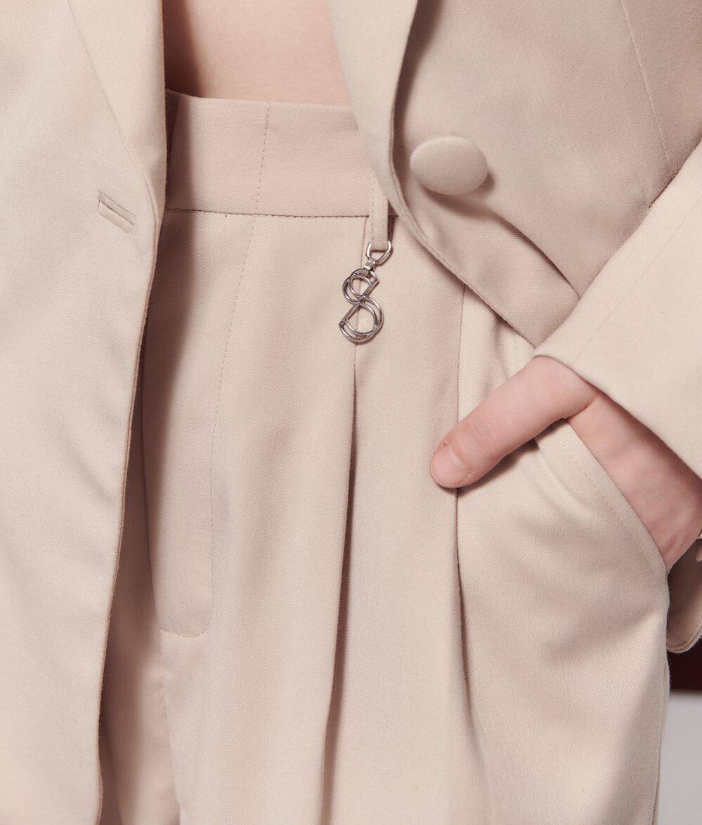 PANTS FW23 Pleated High Waist Work Pants Ivory