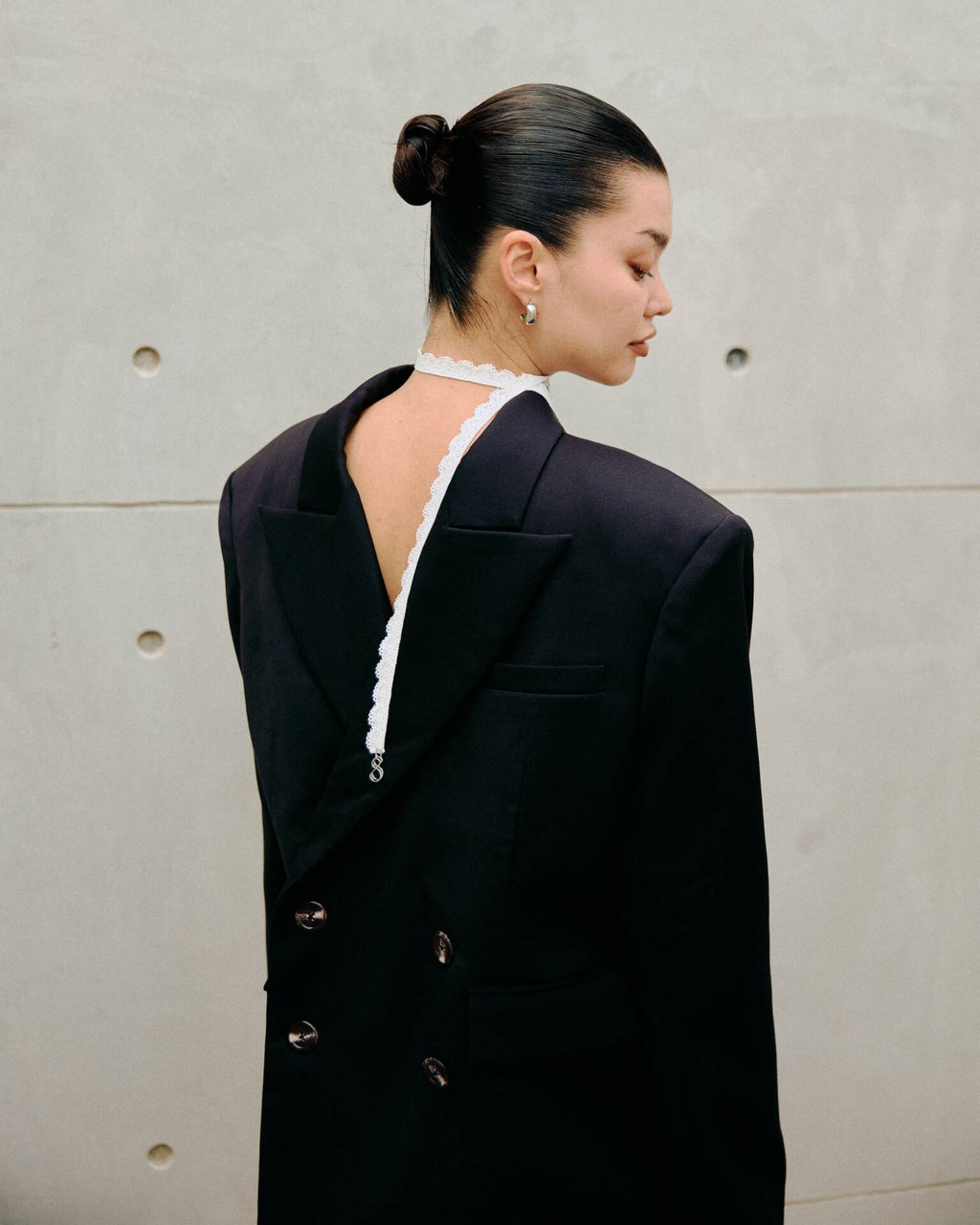 Oversized BLAZER SS25 Wool Double-Breasted, Padded Shoulders