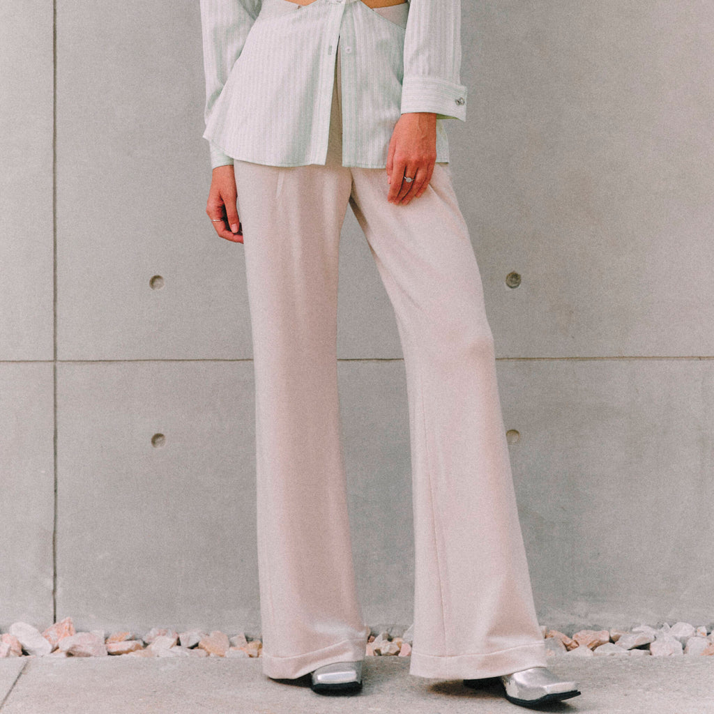 TWIST PANTS SS25 SOFT JERSEY High Waist Mushroom