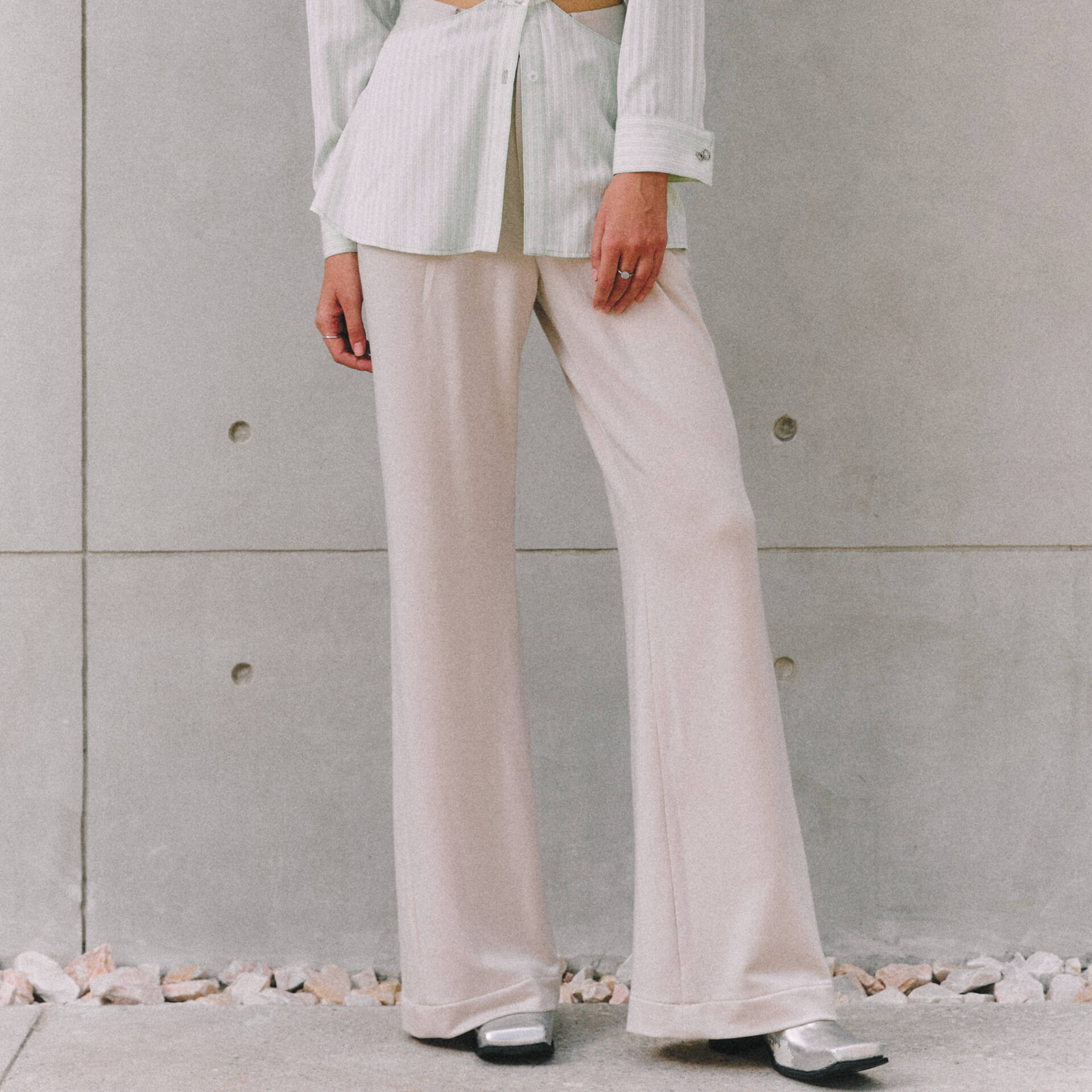 TWIST PANTS SS25 SOFT JERSEY High Waist Mushroom