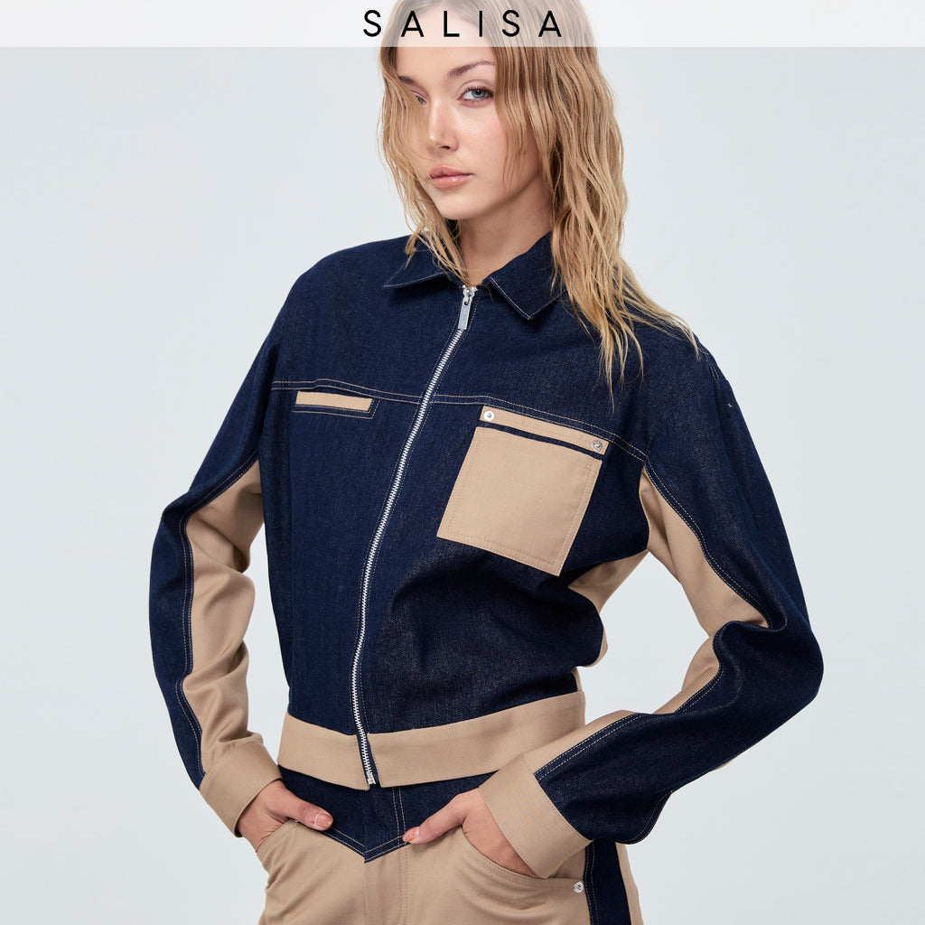 DENIM JACKET FW25 Cropped Denim/Wool Taupe