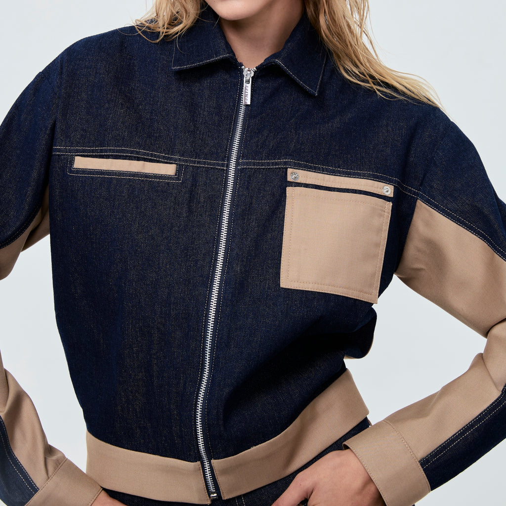 DENIM JACKET FW25 Cropped Denim/Wool Taupe