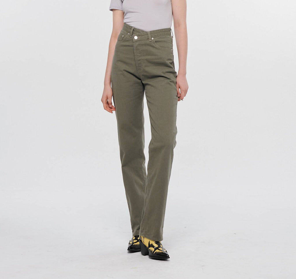 JEANS OVERLAP High Waist Army Green