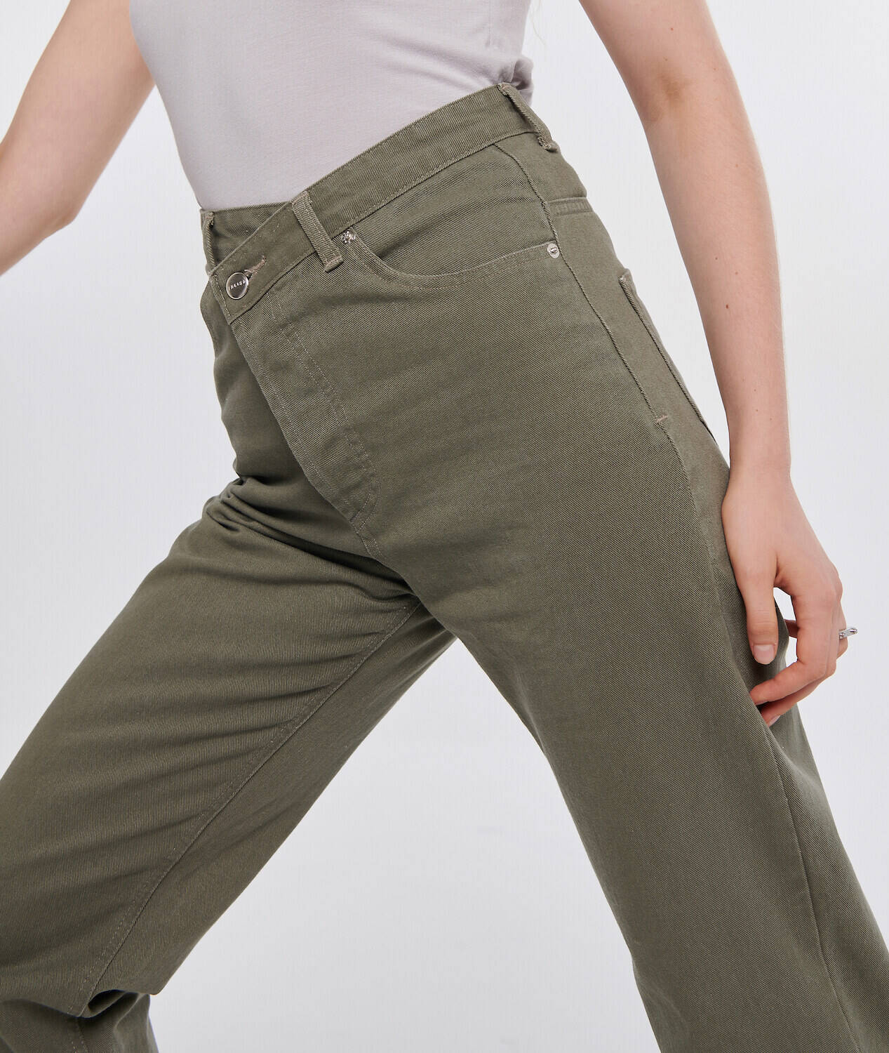 JEANS OVERLAP High Waist Army Green