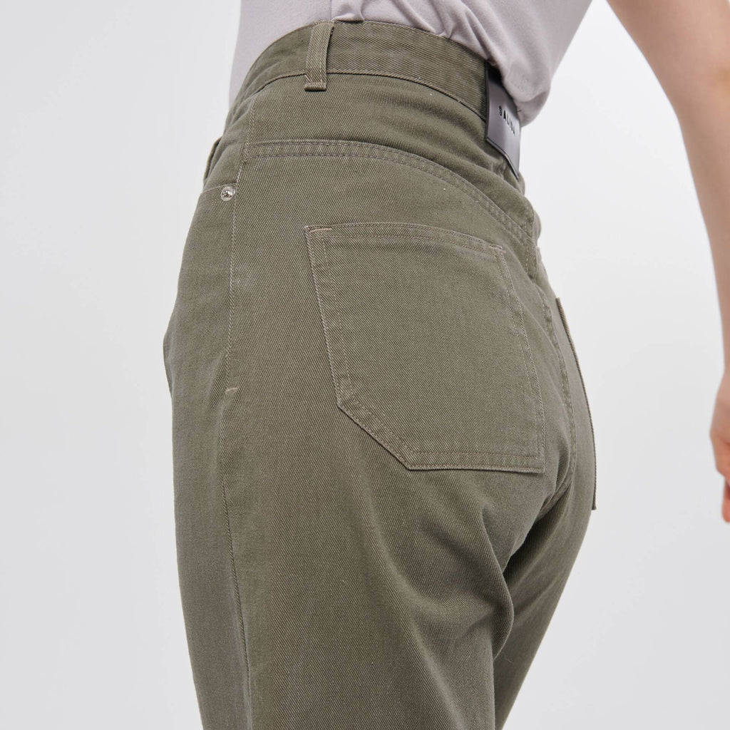 JEANS OVERLAP High Waist Army Green