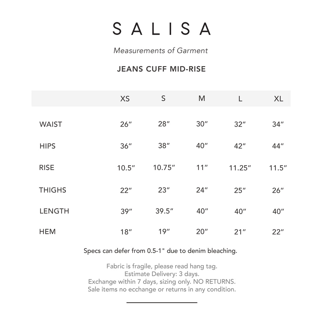 JEANS CUFF Mid-Rise Waist Mid Blue