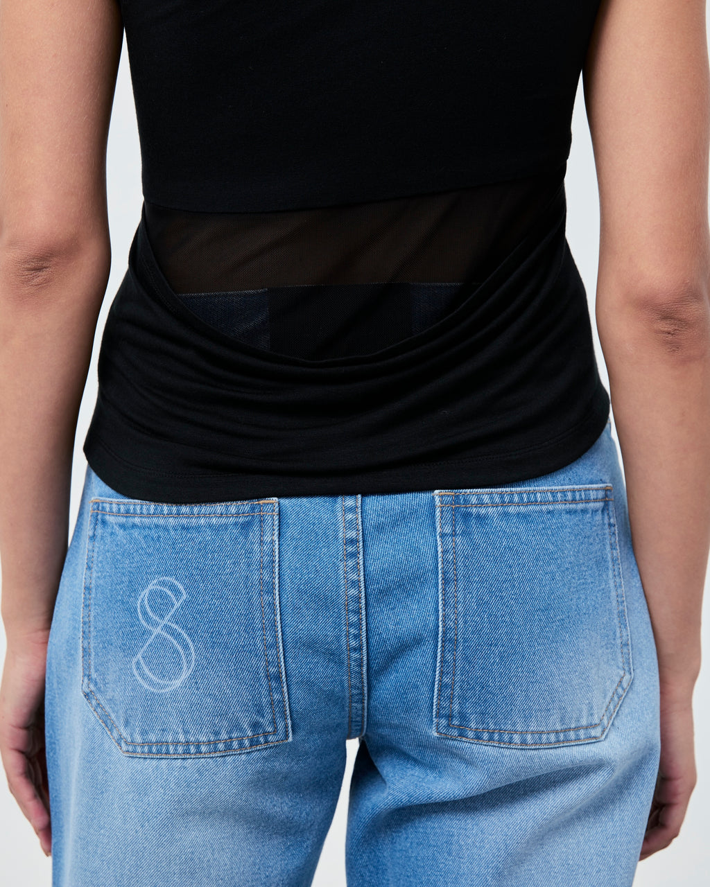 ONE-SHOULDER JERSEY LACE FW25 Black
