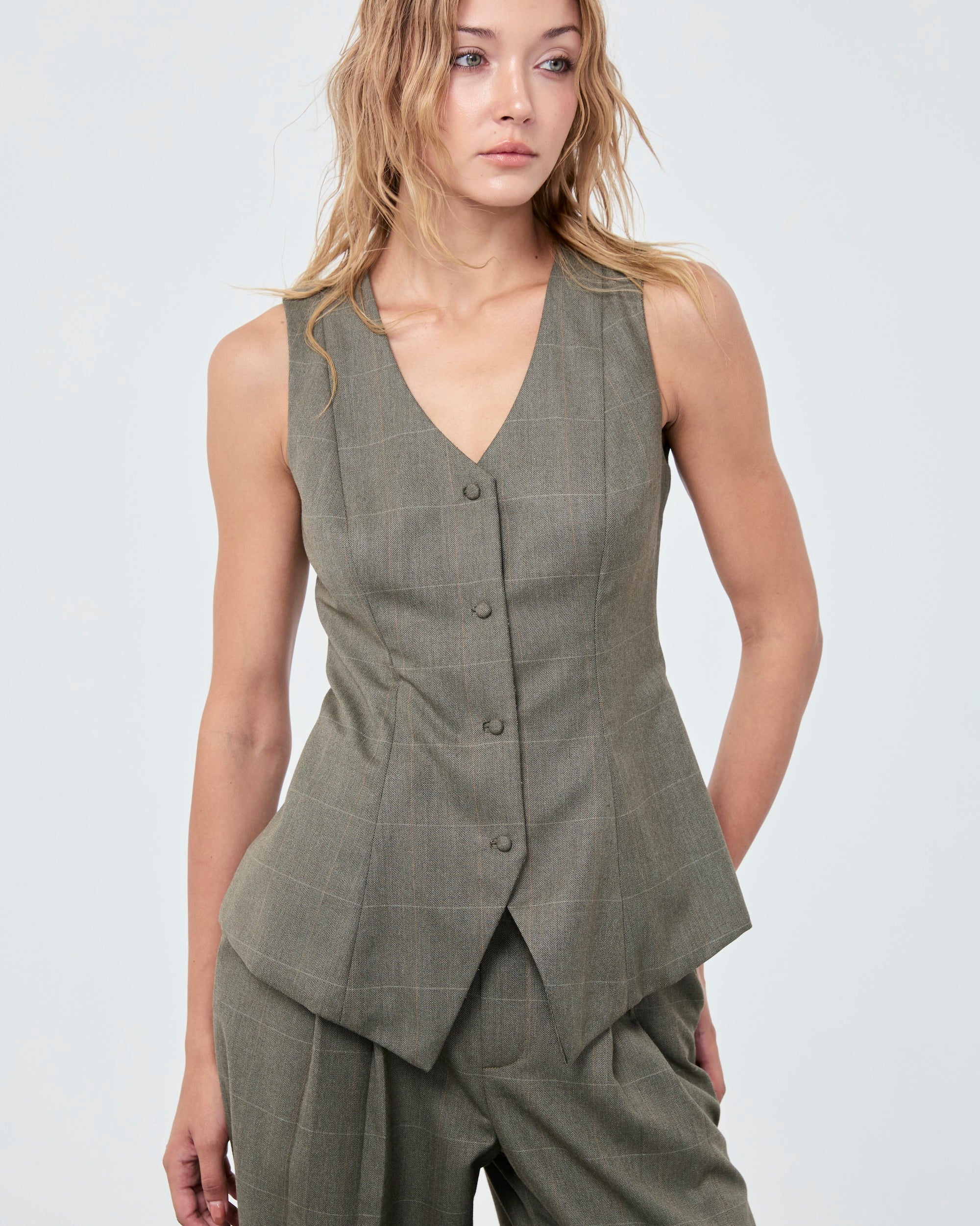 VEST FW25 Plaid Moss