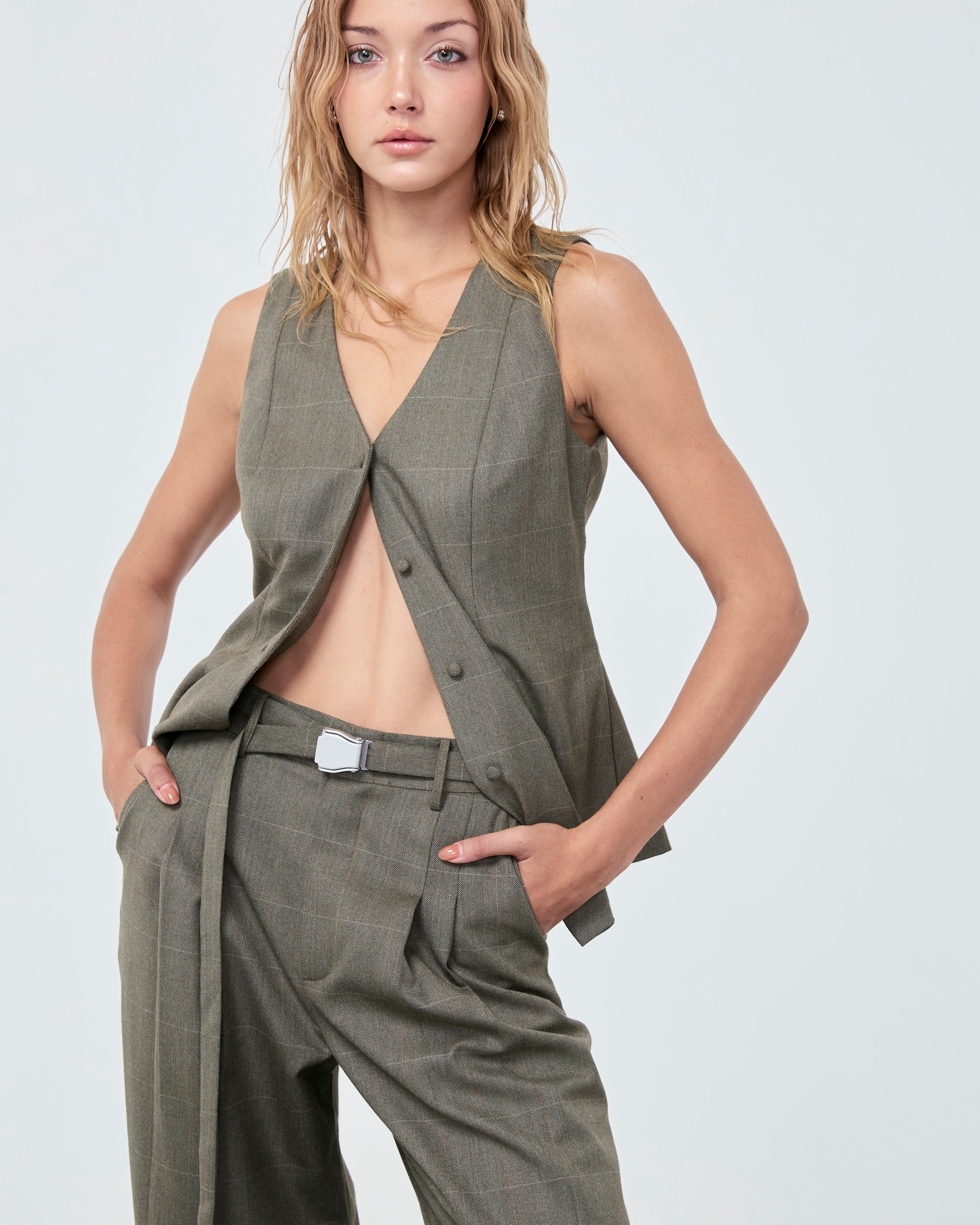 VEST FW25 Plaid Moss