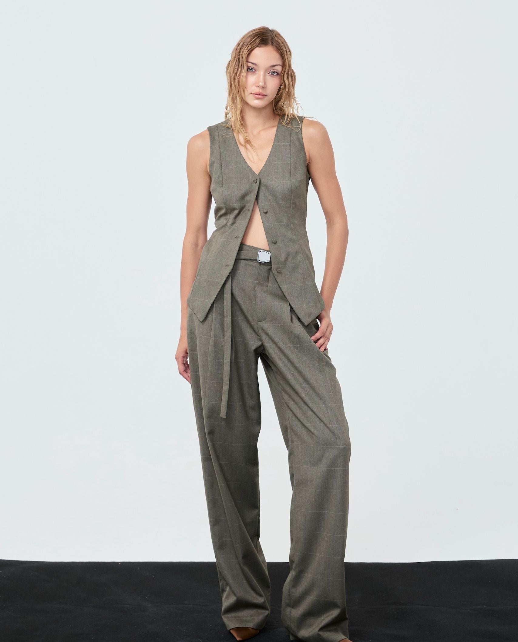 VEST FW25 Plaid Moss